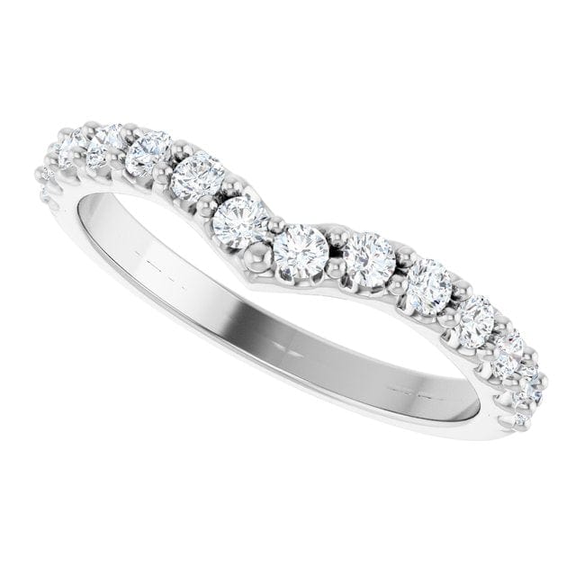 Vivian Wide Band - V-Shape Contoured Accented Diamond or Moissanite Wedding Ring