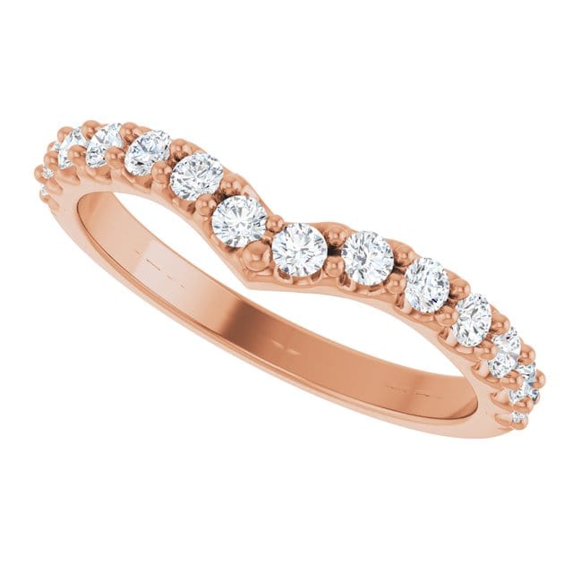 Vivian Wide Band - V-Shape Contoured Accented Diamond or Moissanite Wedding Ring