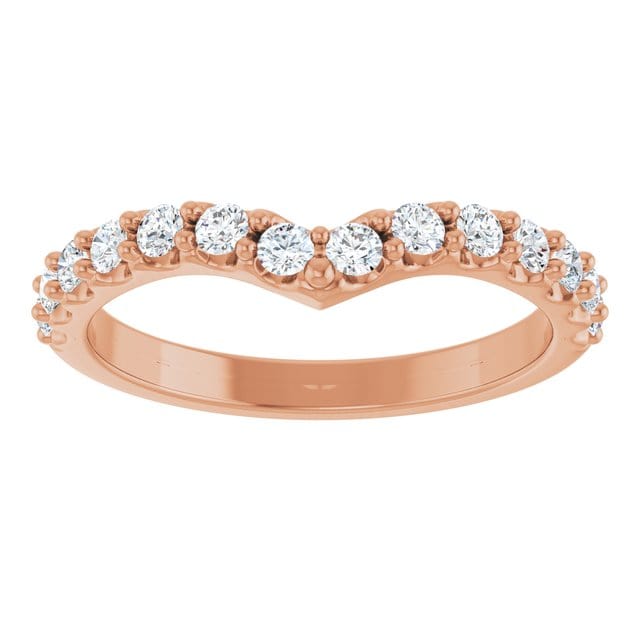 Vivian Wide Band - V-Shape Contoured Accented Diamond or Moissanite Wedding Ring