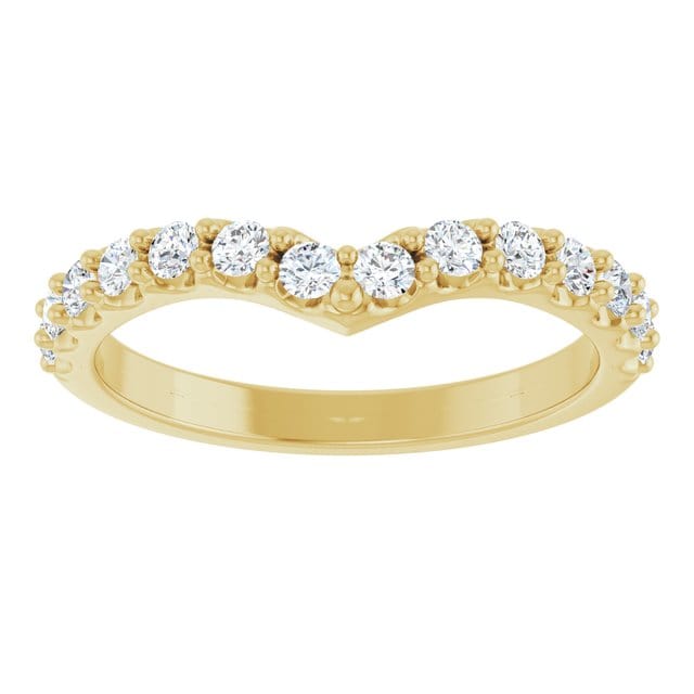 Vivian Wide Band - V-Shape Contoured Accented Diamond or Moissanite Wedding Ring