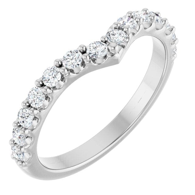 Vivian Wide Band - V-Shape Contoured Accented Diamond or Moissanite Wedding Ring