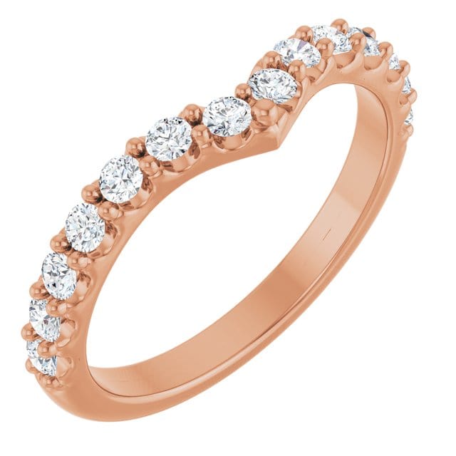 Vivian Wide Band - V-Shape Contoured Accented Diamond or Moissanite Wedding Ring
