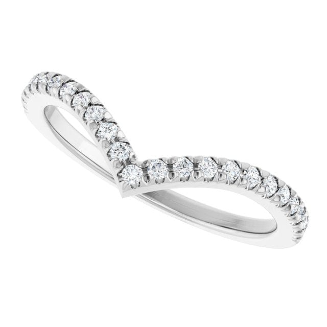 Virginia Band - V-Shape Contoured Accented Diamond or Moissanite Wedding Ring