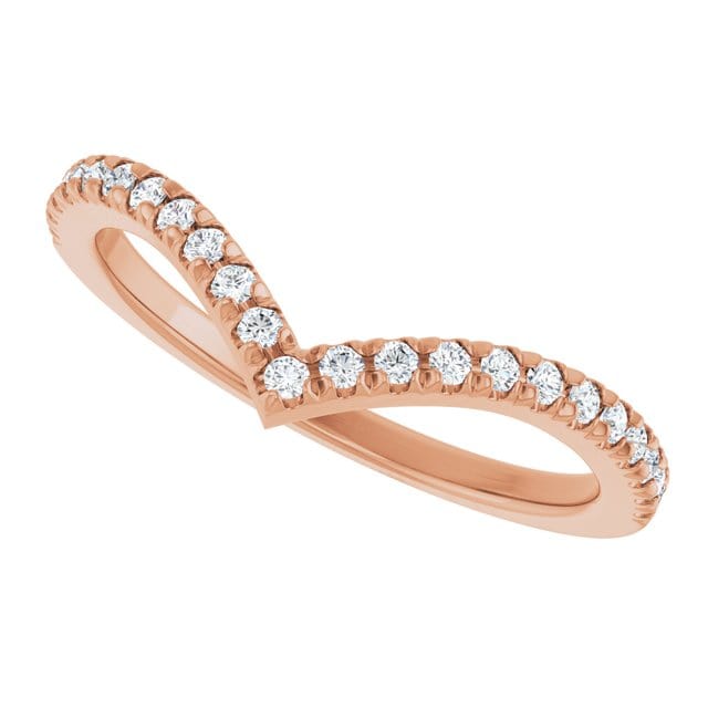 Virginia Band - V-Shape Contoured Accented Diamond or Moissanite Wedding Ring