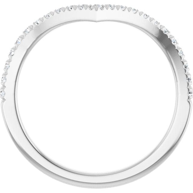 Virginia Band - V-Shape Contoured Accented Diamond or Moissanite Wedding Ring