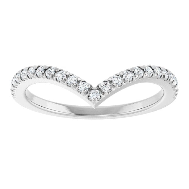 Virginia Band - V-Shape Contoured Accented Diamond or Moissanite Wedding Ring