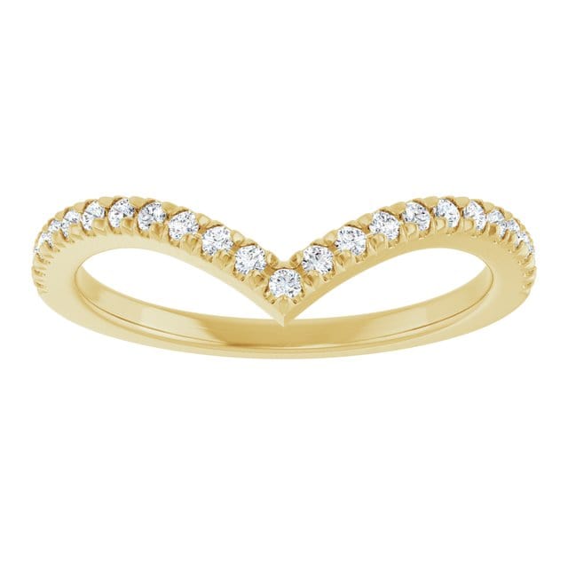 Virginia Band - V-Shape Contoured Accented Diamond or Moissanite Wedding Ring
