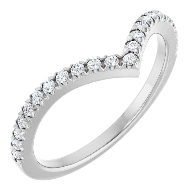 Virginia Band - V-Shape Contoured Accented Diamond or Moissanite Wedding Ring