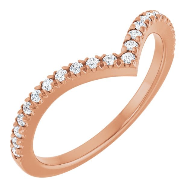 Virginia Band - V-Shape Contoured Accented Diamond or Moissanite Wedding Ring