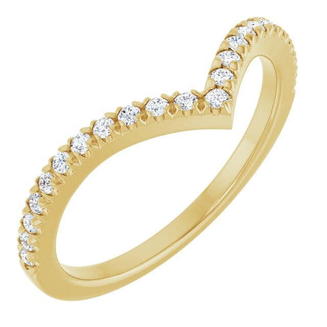 Virginia Band - V-Shape Contoured Accented Diamond or Moissanite Wedding Ring