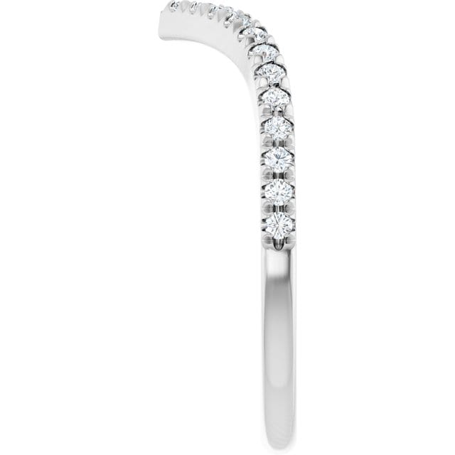 Virginia Band - V-Shape Contoured Accented Diamond or Moissanite Wedding Ring