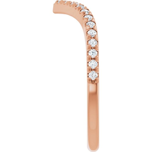 Virginia Band - V-Shape Contoured Accented Diamond or Moissanite Wedding Ring