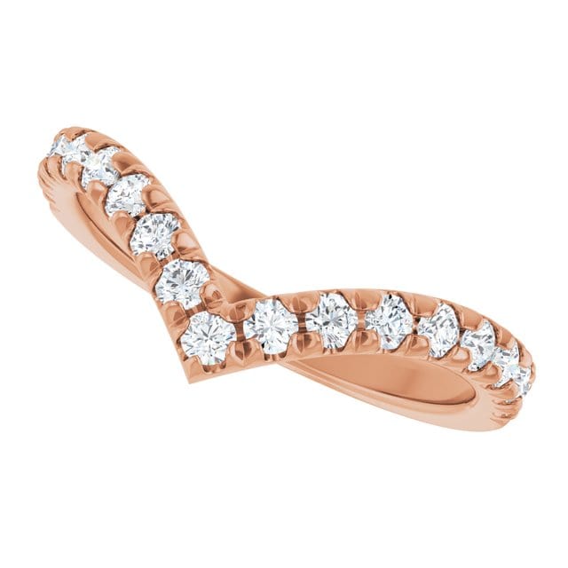 Virginia Band - V-Shape Contoured Accented Diamond or Moissanite Wedding Ring