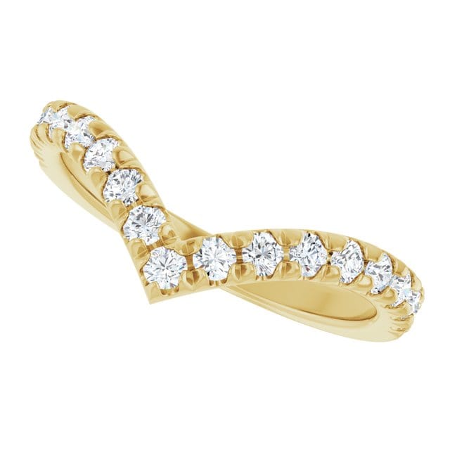 Virginia Band - V-Shape Contoured Accented Diamond or Moissanite Wedding Ring