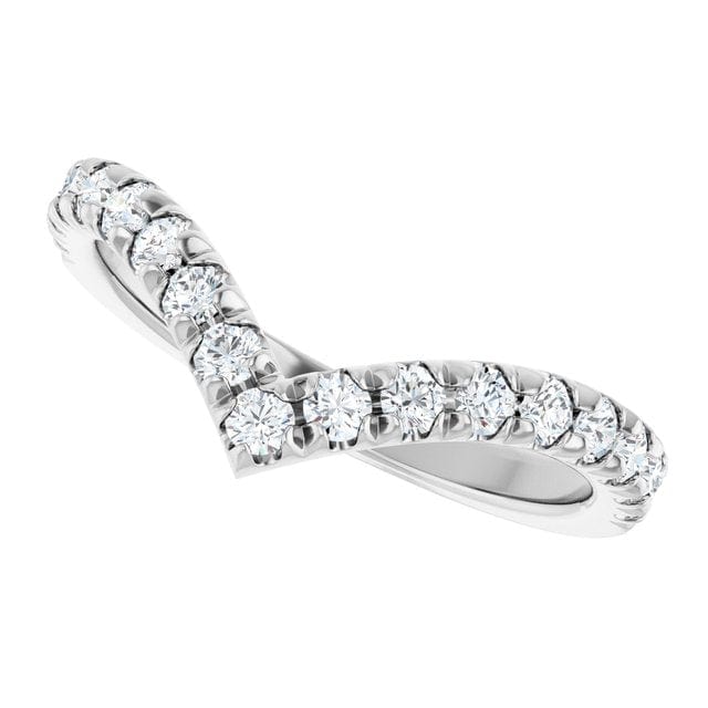Virginia Band - V-Shape Contoured Accented Diamond or Moissanite Wedding Ring