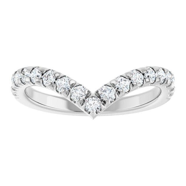Virginia Band - V-Shape Contoured Accented Diamond or Moissanite Wedding Ring
