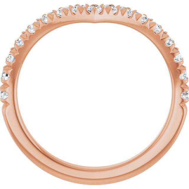 Virginia Band - V-Shape Contoured Accented Diamond or Moissanite Wedding Ring