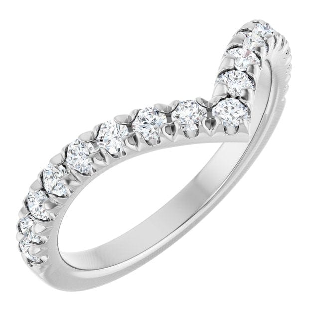 Virginia Band - V-Shape Contoured Accented Diamond or Moissanite Wedding Ring