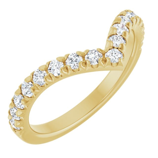 Virginia Band - V-Shape Contoured Accented Diamond or Moissanite Wedding Ring