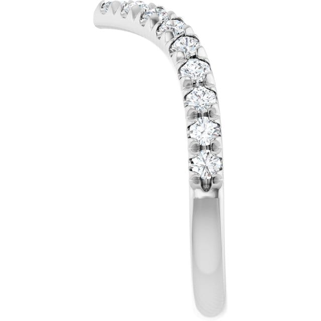 Virginia Band - V-Shape Contoured Accented Diamond or Moissanite Wedding Ring