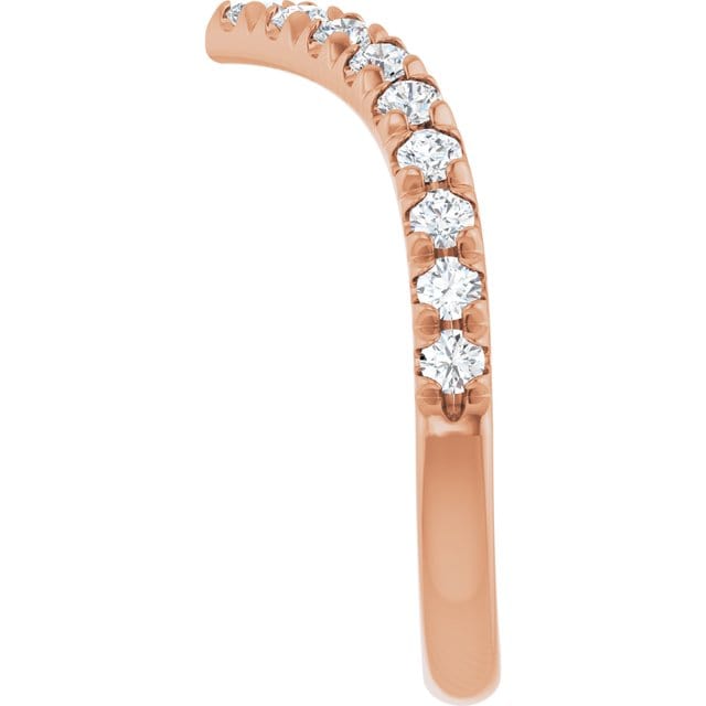 Virginia Band - V-Shape Contoured Accented Diamond or Moissanite Wedding Ring