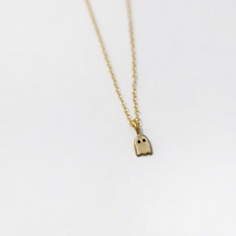 Ghost Charm Necklace in Brass / Gold Fill / ready to ship