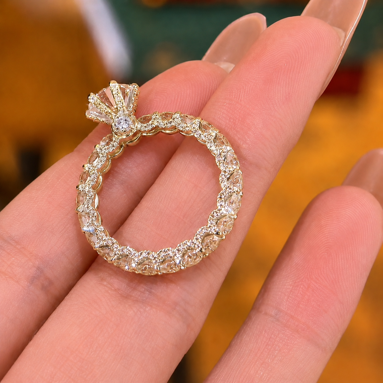 Royal Crown Round Cut 2.0ct Scalloped Pavé Engagement Ring In Sterling Silver