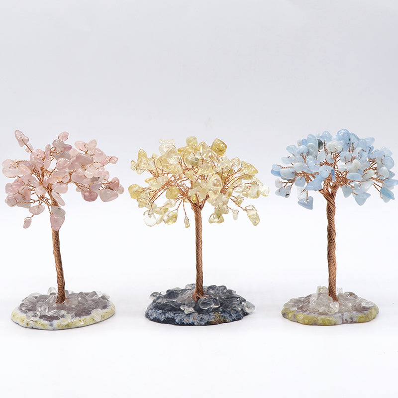 Crystal Tree of Life Decor - Home Feng Shui Decor - Natural Gemstone Bonsai Tree Figurine - New!