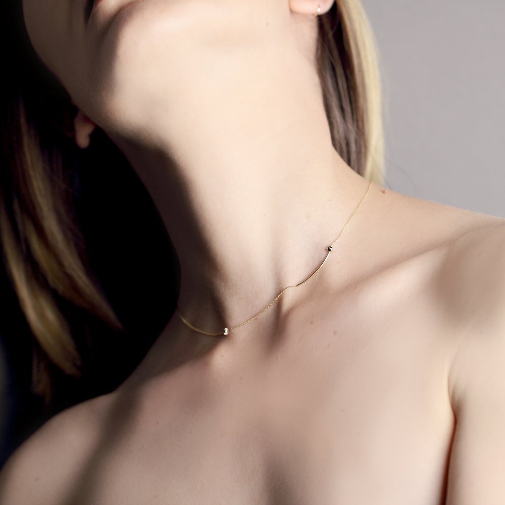 REVERSE DOUBLE BLACK DIAMOND NECKLACE