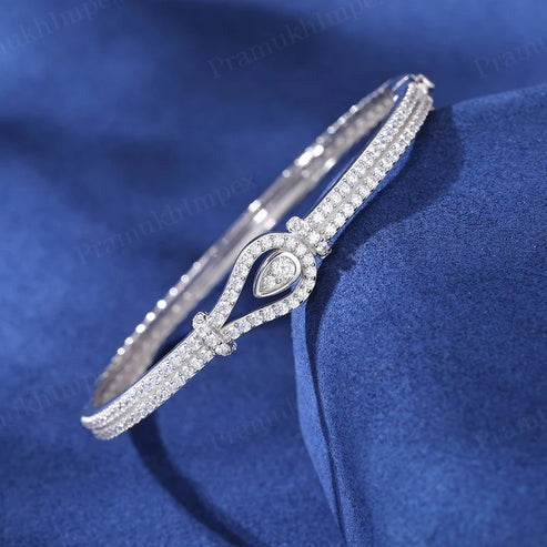 8mm Sterling Silver VVS D Moissanite Lasso Bracelet For Women