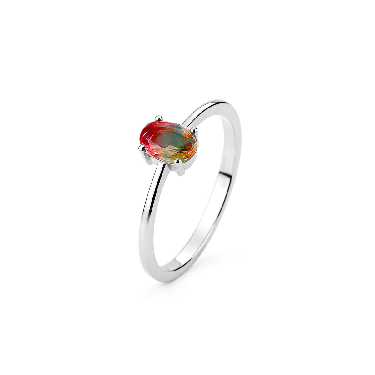 Oval Watermelon Tourmaline Ring