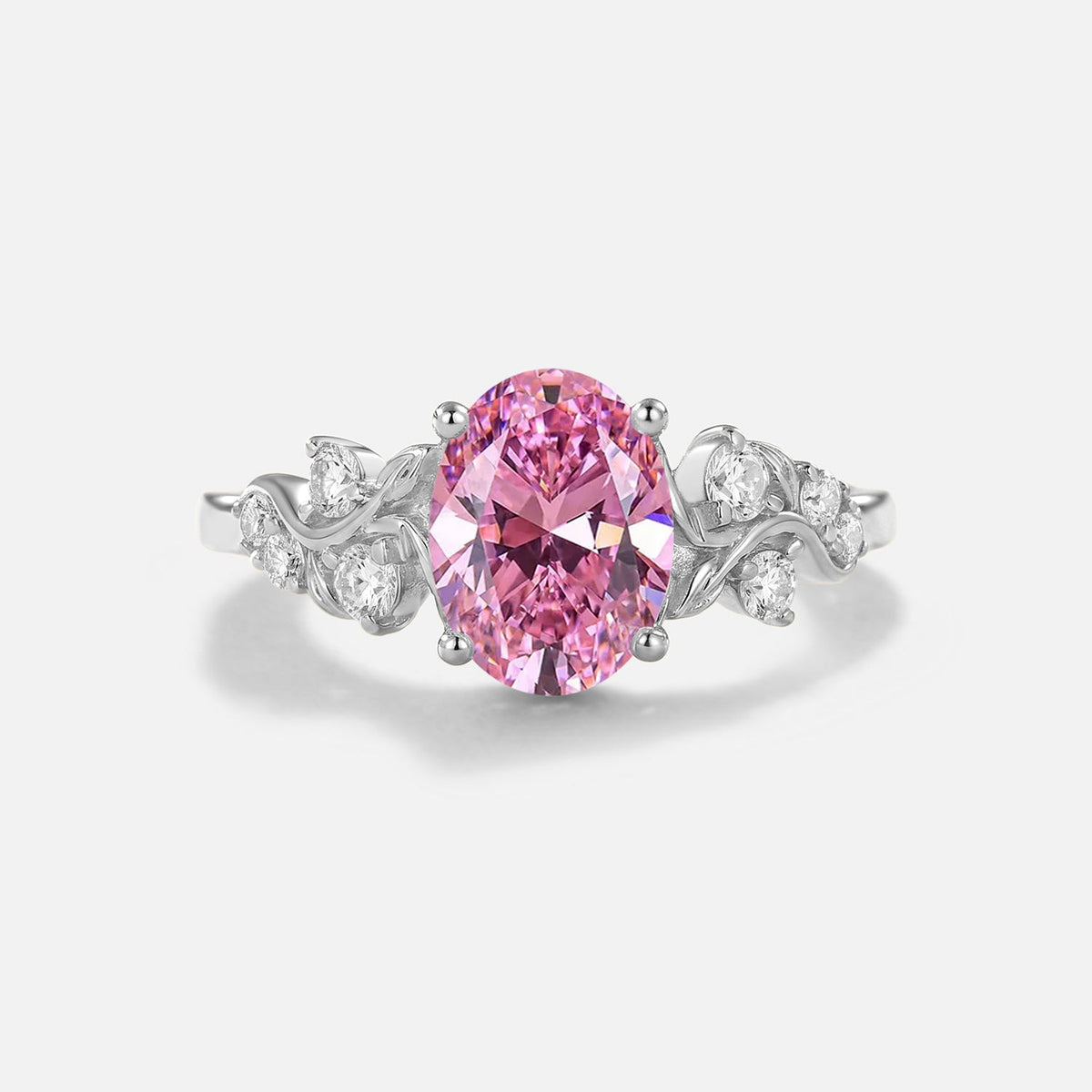 Oval Cut Pink Moissanite Engagement Ring - Paloma