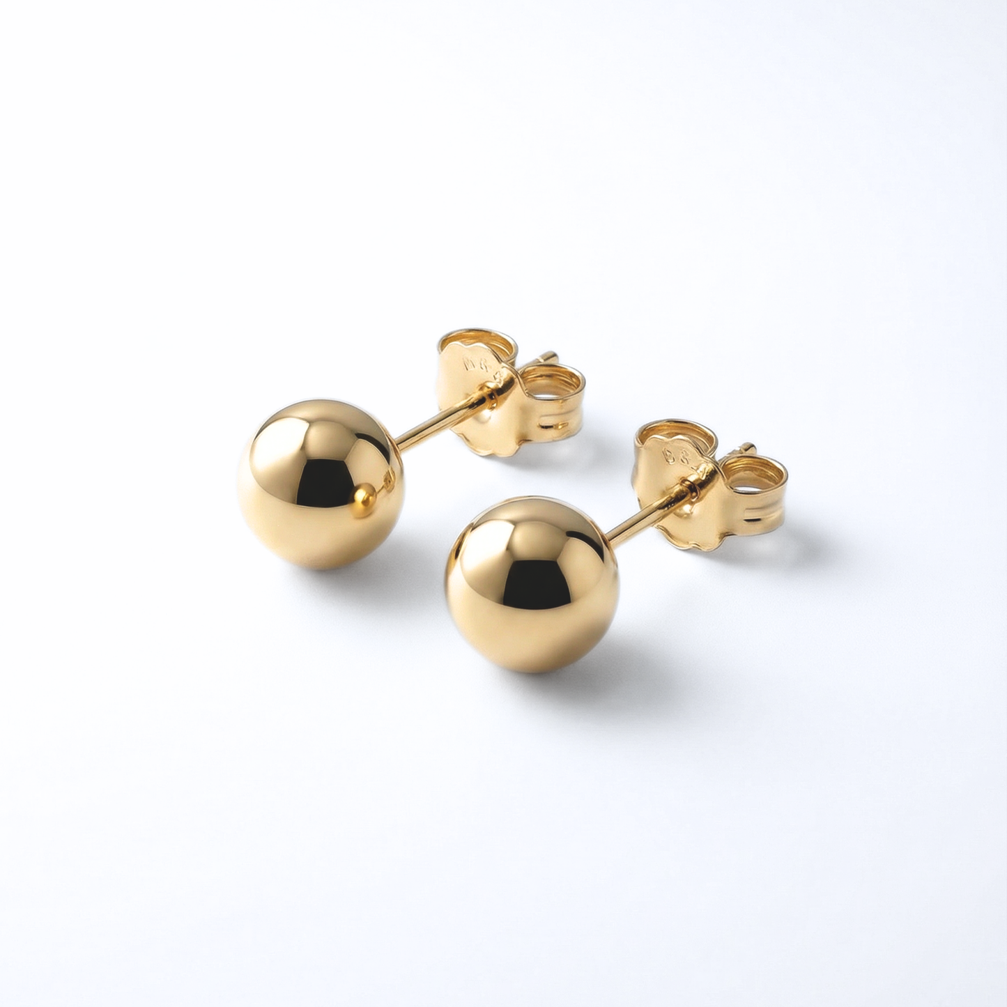 Solid Gold Ball Stud Earrings | 6mm | 10K Yellow Gold
