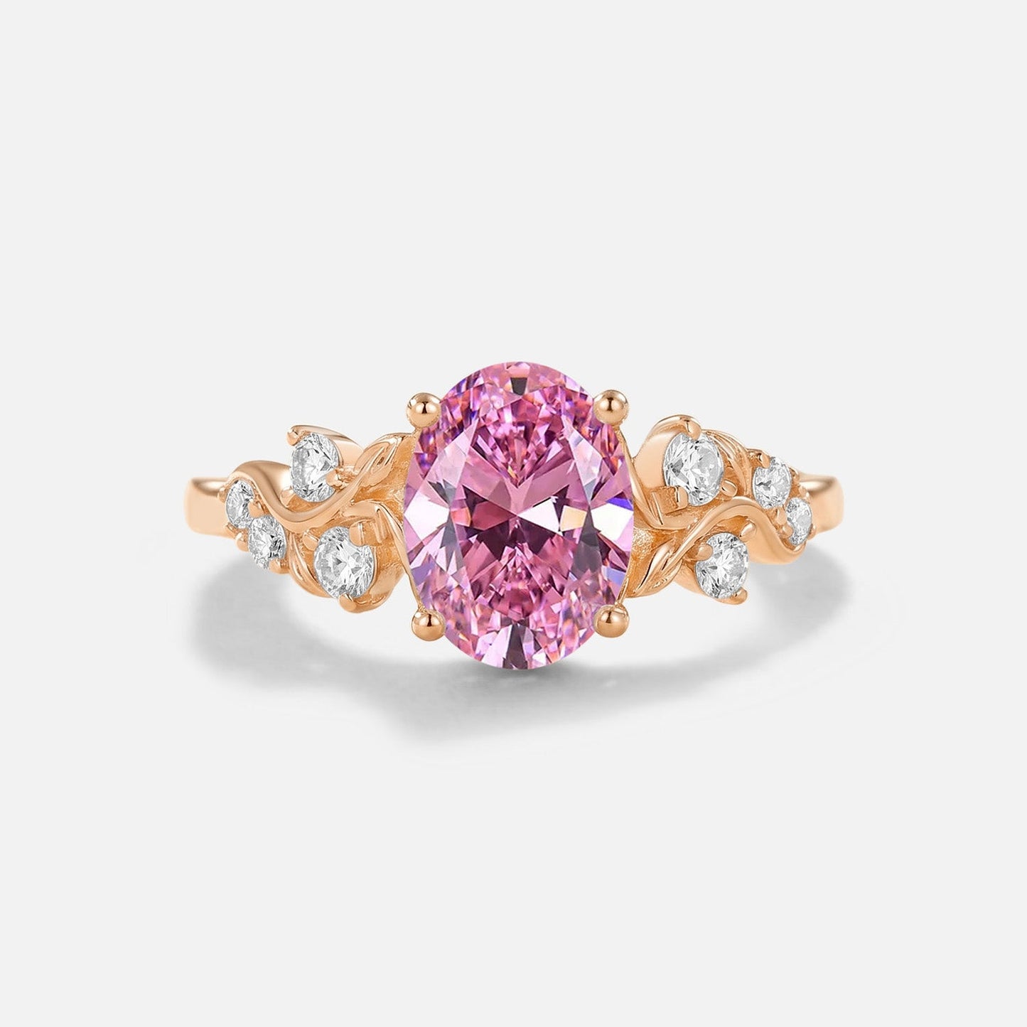 Oval Cut Pink Moissanite Engagement Ring - Paloma