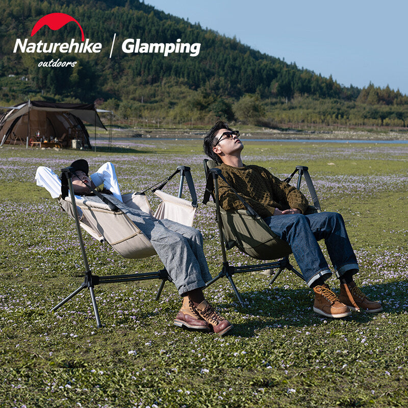 Naturehike YL11 Outdoor Folding Rocking Chair Portable Multi Angle Adjustable Sling Swing Chair Aviation Aluminum Bracket 150kg Max Load Bearing