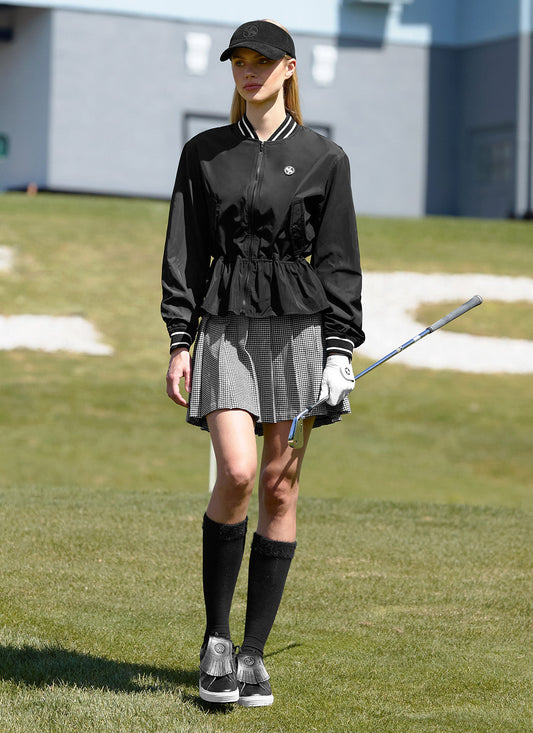 Houndstooth Pleated Skirt