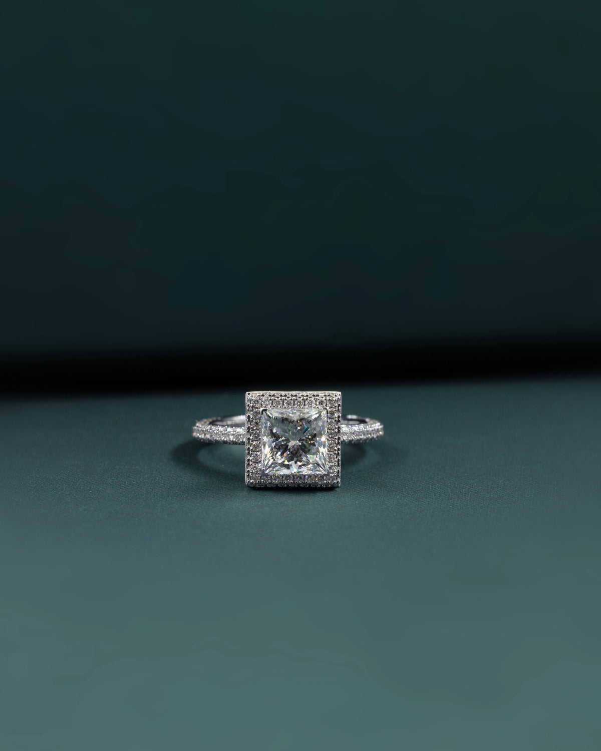 3.08 CTW Princess Cut Halo Lab-Grown Diamond Engagement Ring