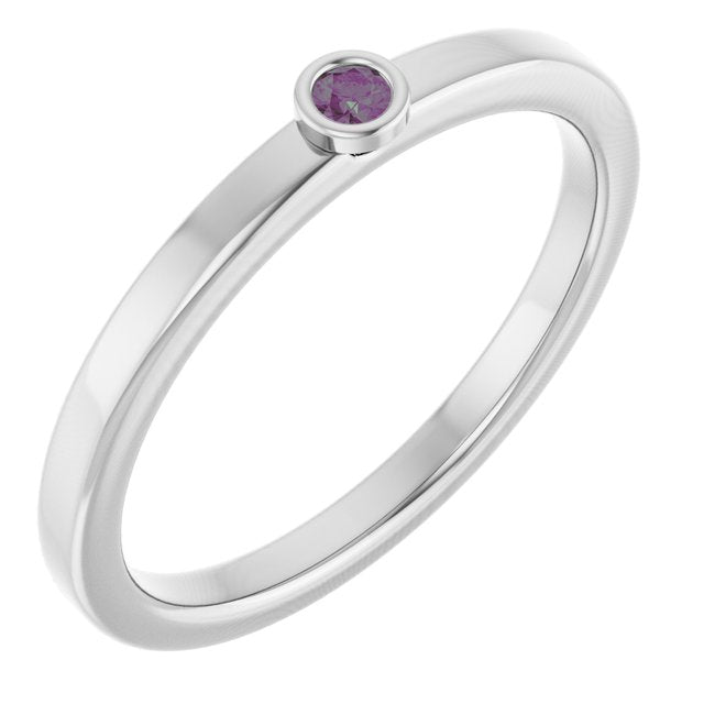 Round Bezel Set Alexandrite Stacking Ring