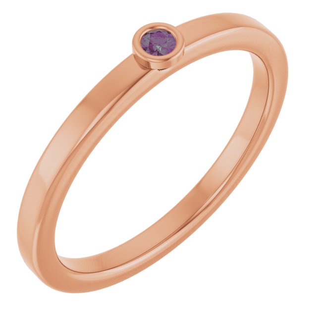Round Bezel Set Alexandrite Stacking Ring