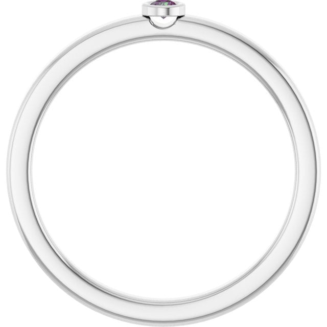 Round Bezel Set Alexandrite Stacking Ring