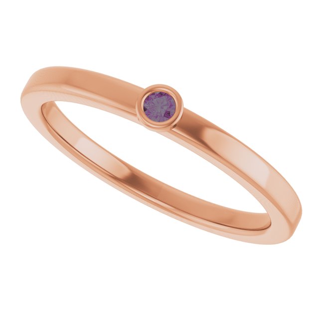 Round Bezel Set Alexandrite Stacking Ring