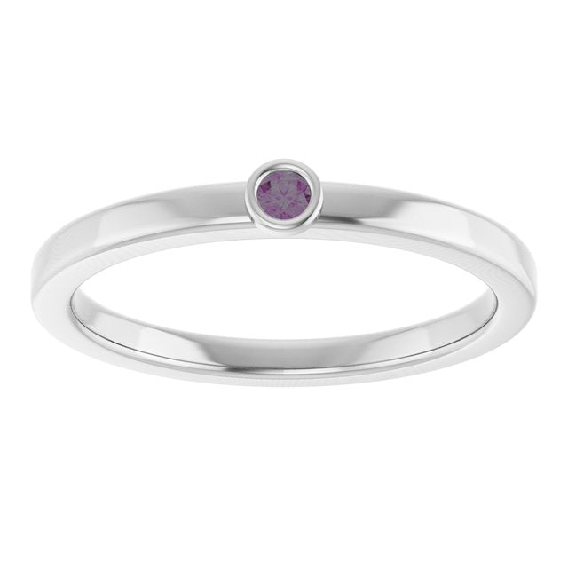 Round Bezel Set Alexandrite Stacking Ring