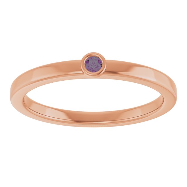 Round Bezel Set Alexandrite Stacking Ring