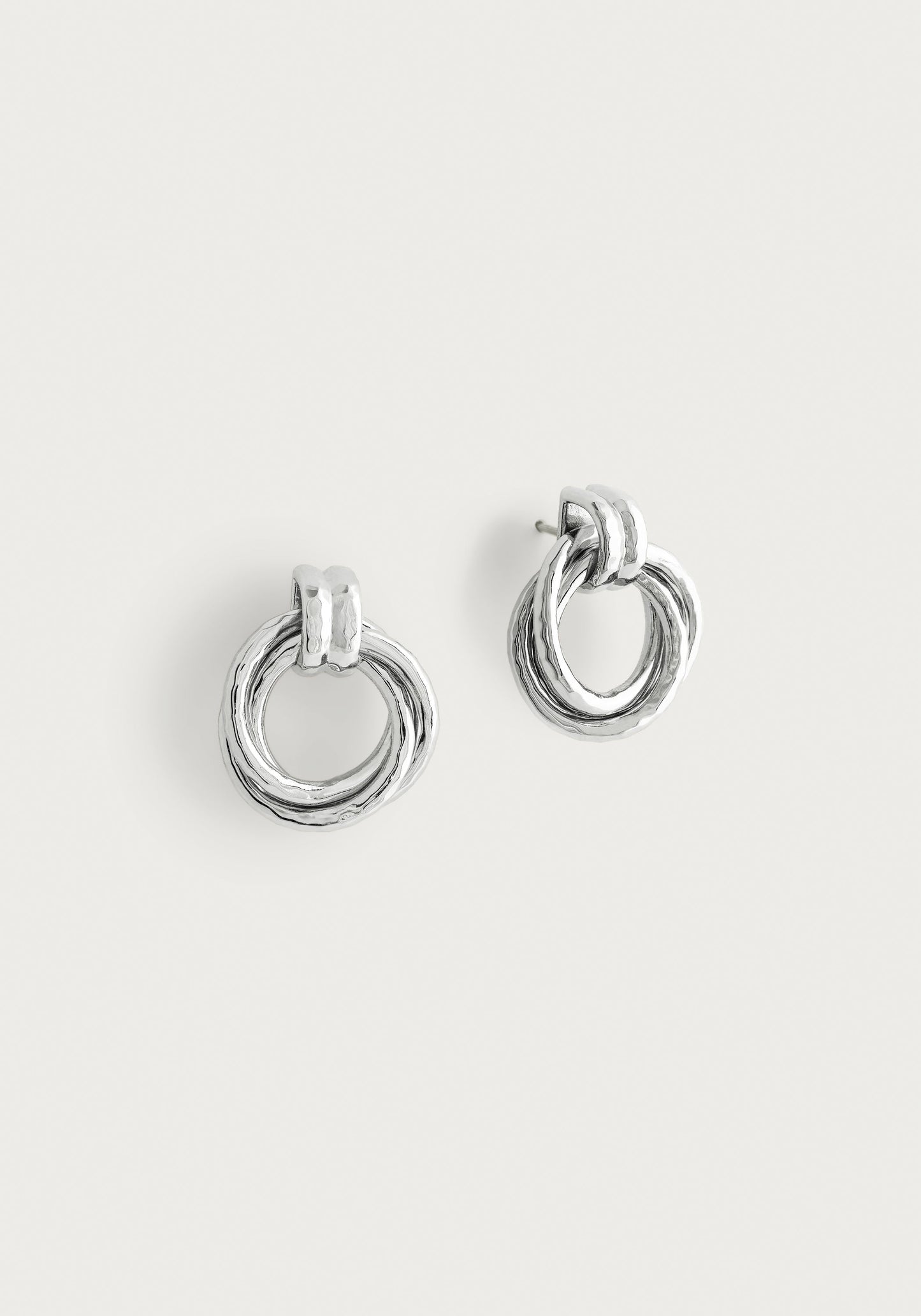 Neptune Triple Ring Earrings, Silver