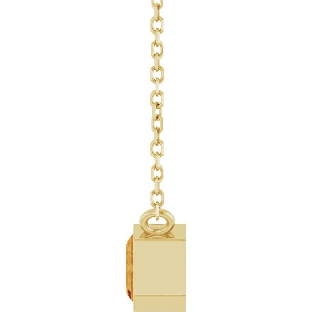 Emerald Cut Citrine Bezel Set Pendant Necklace