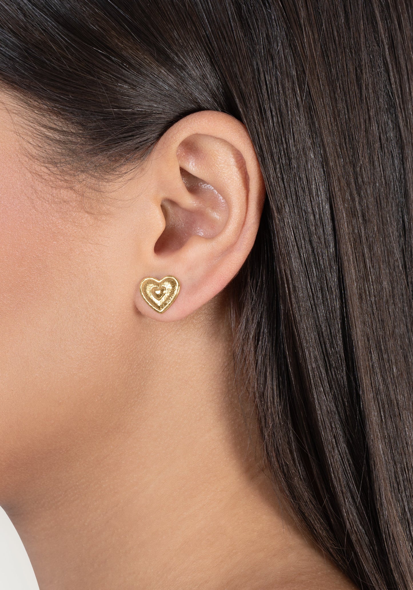 Heart Radiant Gold Stud Earrings