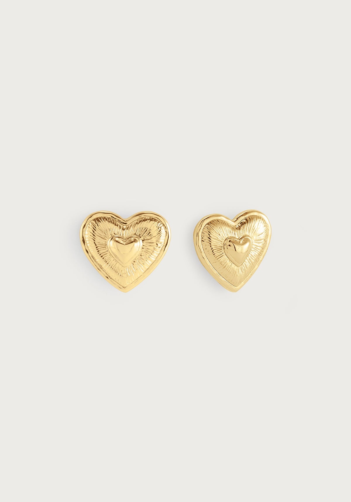 Heart Radiant Gold Stud Earrings