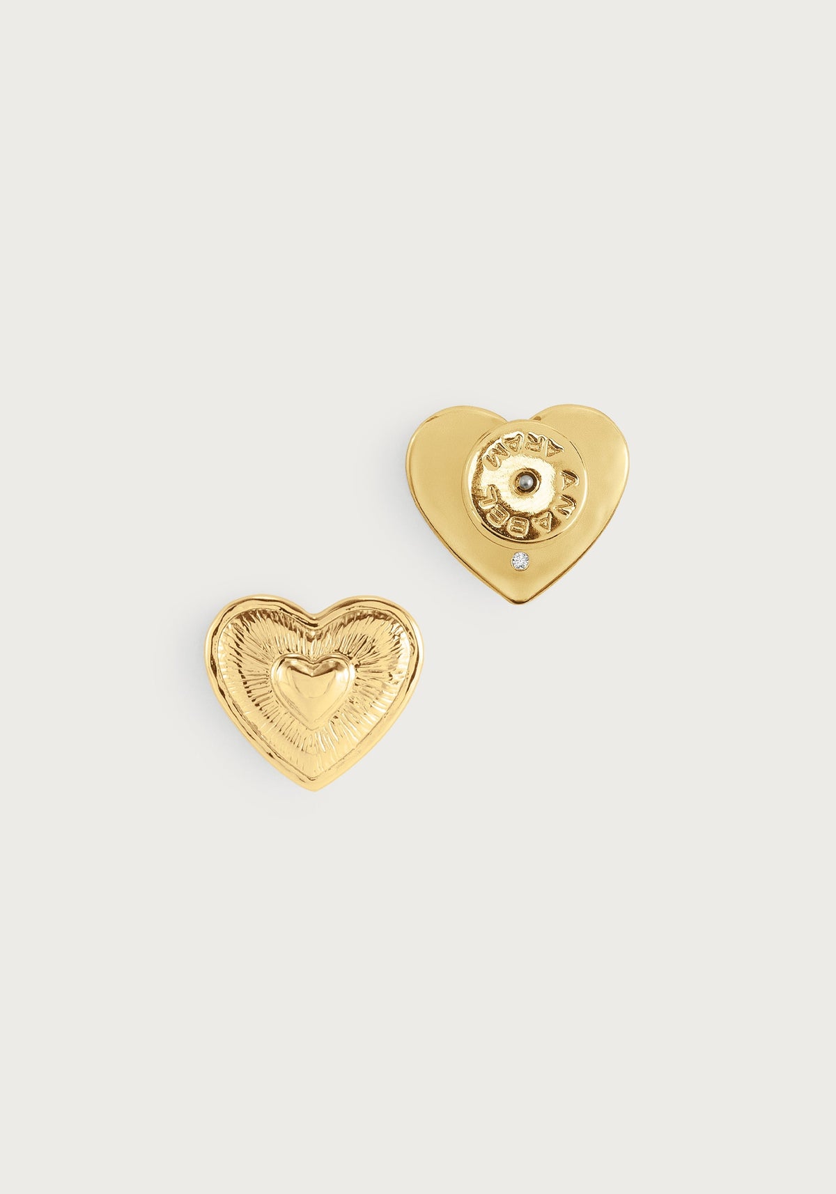 Heart Radiant Gold Stud Earrings