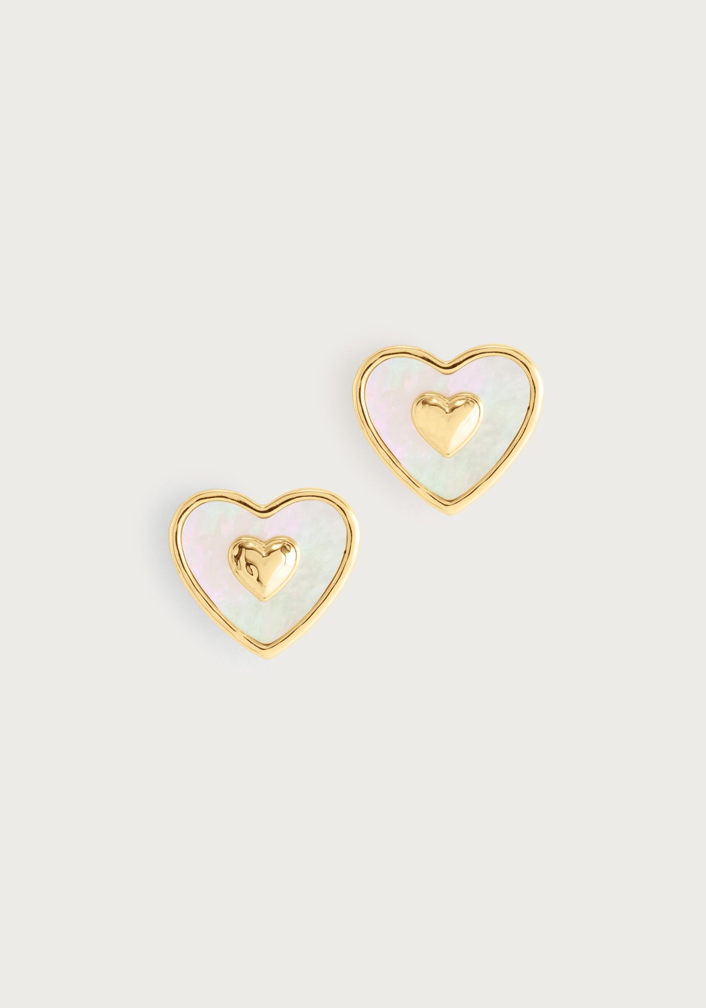 Heart Radiant Pearl Gold Stud Earrings