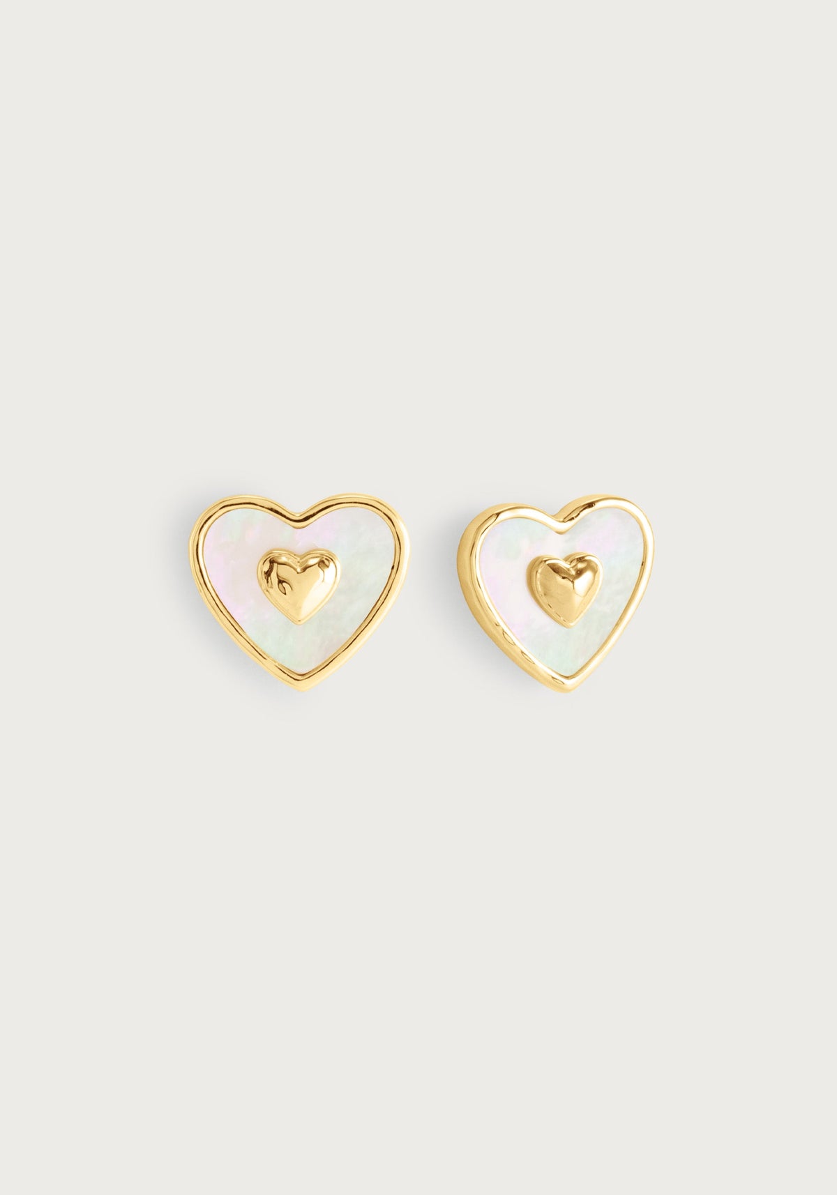 Heart Radiant Pearl Gold Stud Earrings